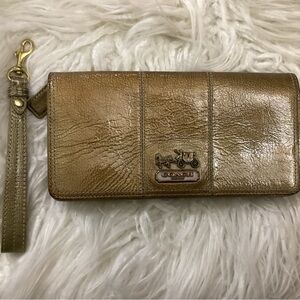 Coach Metallic Gold Patent Leather Wristlet/Wallet